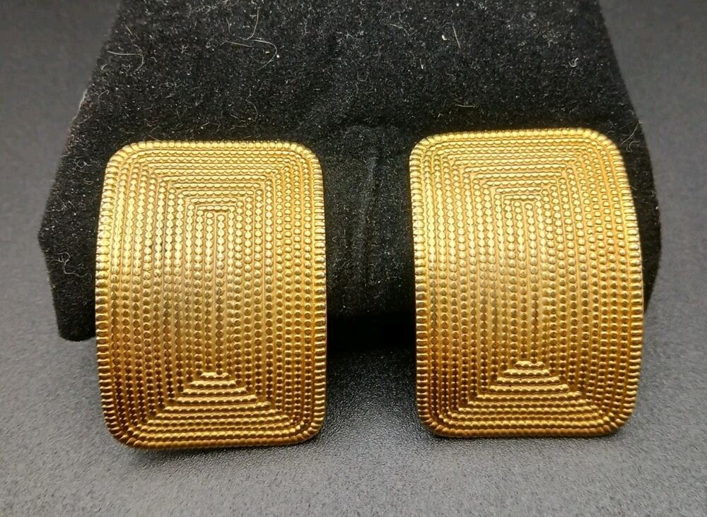 VTG Norma Jean - American Designer Runway - Clip Earrings - Matte Goldtone